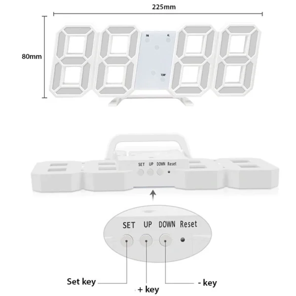 3D LED Digital Wall & Desk Alarm Clock