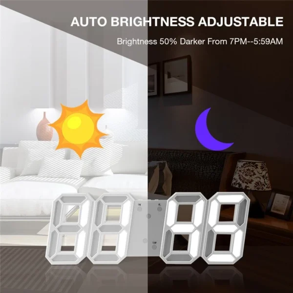 3D LED Digital Wall & Desk Alarm Clock