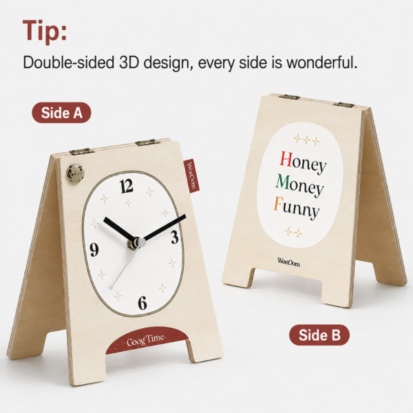 Vintage Wooden Folding Desk Clock