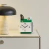 Vintage Desk Clock Pen Holder Organizer