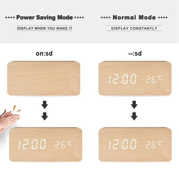 LED Wooden Digital Alarm Clock