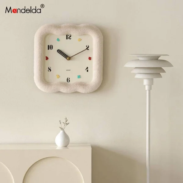 Plush Wavy Frame Silent Analog Wall & Desk Clock