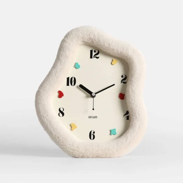 Plush Wavy Frame Silent Analog Wall & Desk Clock