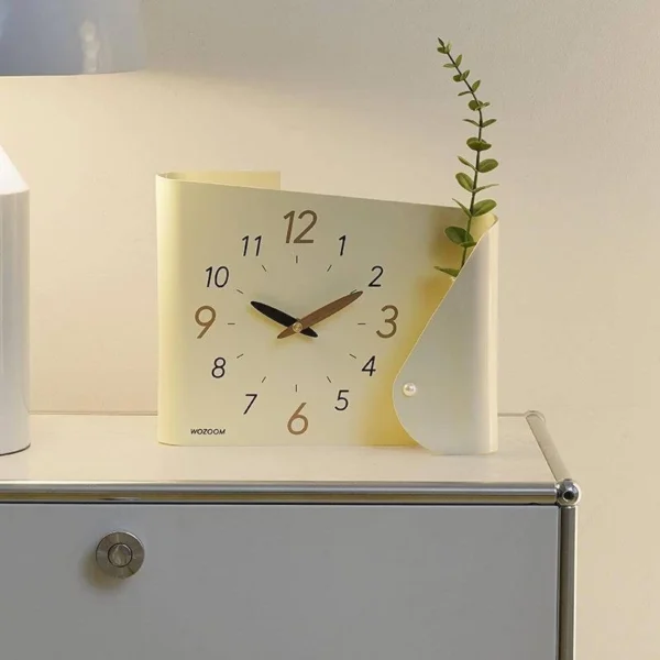 Modern Decorative Desk Clock with Vase Holder