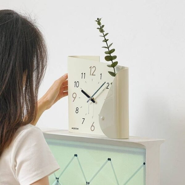 Modern Decorative Desk Clock with Vase Holder