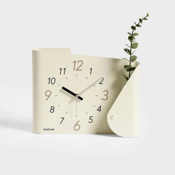 Modern Decorative Desk Clock with Vase Holder