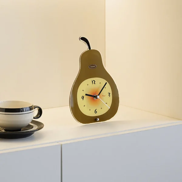 Cute Pear Silent Analog Desk Clock