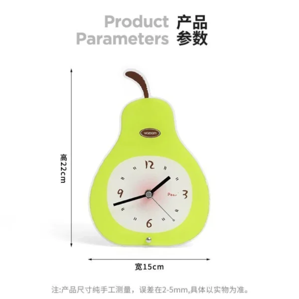 Cute Pear Silent Analog Desk Clock
