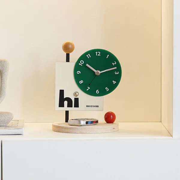 Modern Wooden Silent Desk Clock with Jewelry Tray