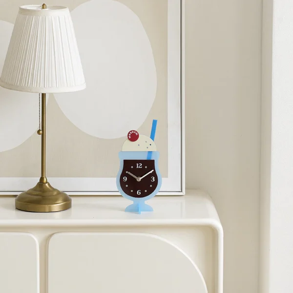 Creative Dessert Cup Silent Analog Desk Clock