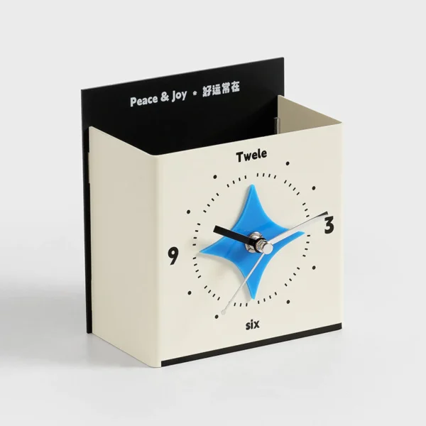 Modern Analog Desk Clock with Storage Holder