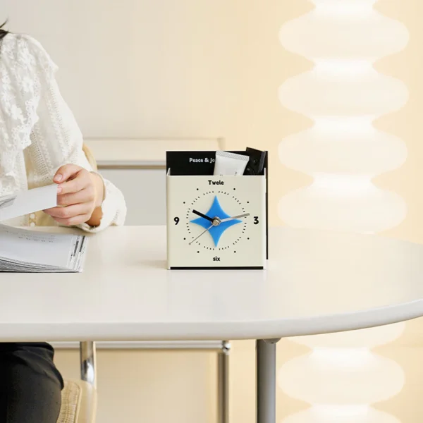 Modern Analog Desk Clock with Storage Holder