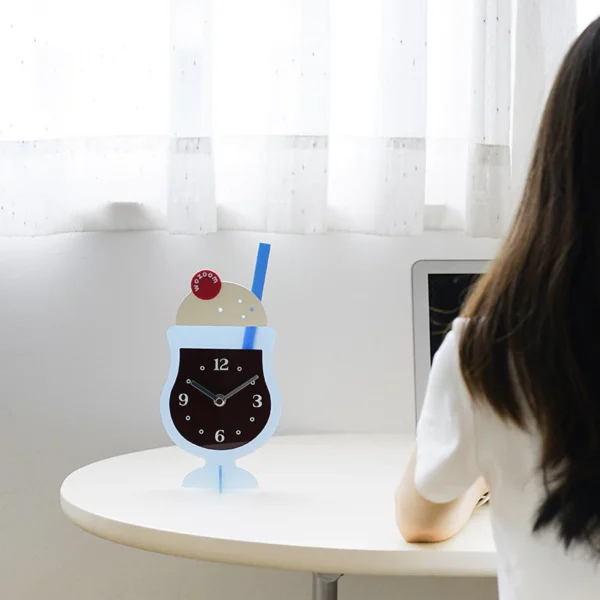Creative Dessert Cup Silent Analog Desk Clock