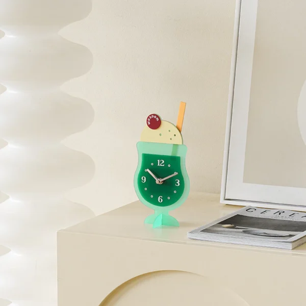 Creative Dessert Cup Silent Analog Desk Clock