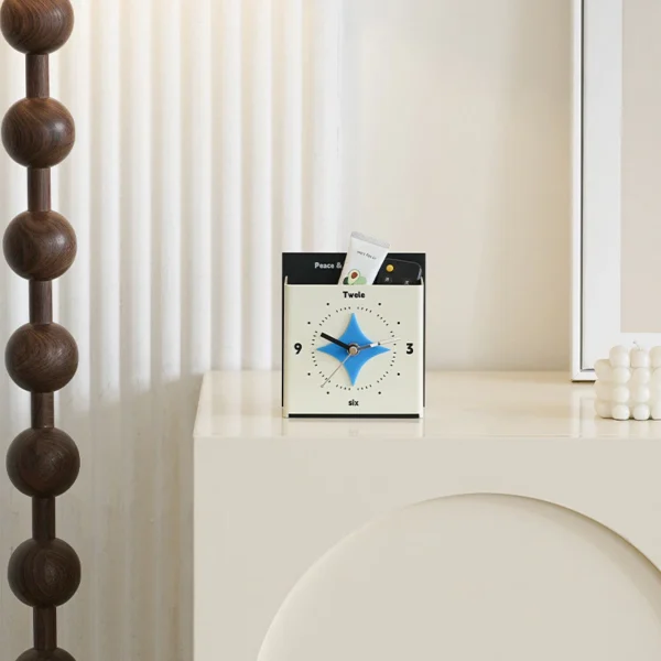 Modern Analog Desk Clock with Storage Holder