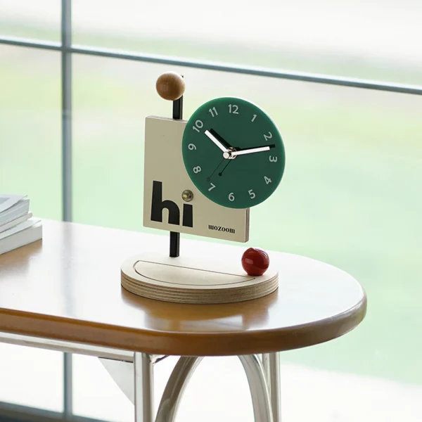 Modern Wooden Silent Desk Clock with Jewelry Tray