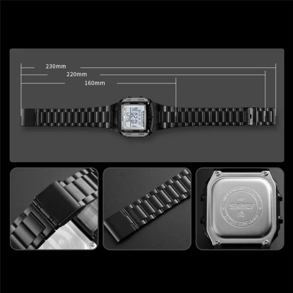 Waterproof Stainless Steel Digital Watch