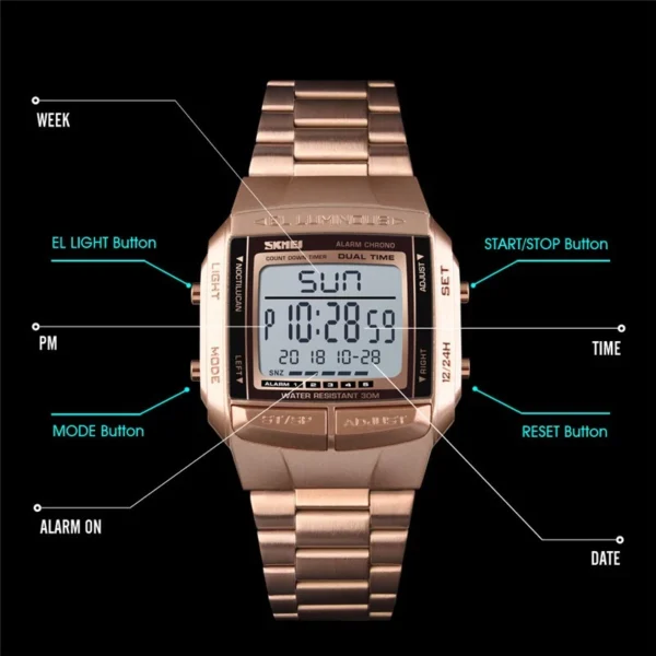 Waterproof Stainless Steel Digital Watch