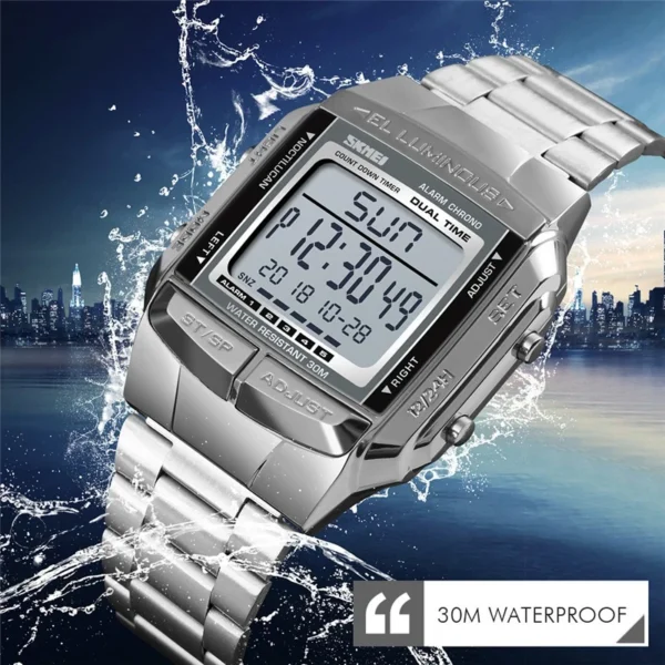 Waterproof Stainless Steel Digital Watch