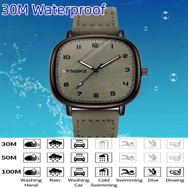 Retro Square Quartz Watch with Leather Strap