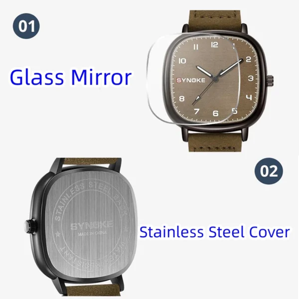 Retro Square Quartz Watch with Leather Strap