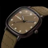 Retro Square Quartz Watch with Leather Strap