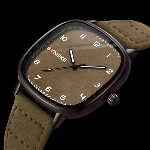 Retro Square Quartz Watch with Leather Strap