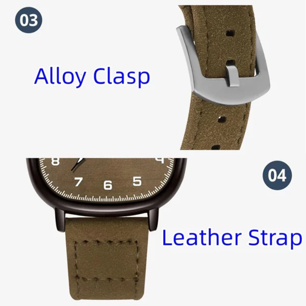 Retro Square Quartz Watch with Leather Strap