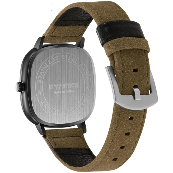 Retro Square Quartz Watch with Leather Strap