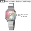 Gold Square Quartz Watch with Stainless Steel Bracelet