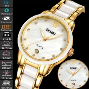 Luxury Ceramic Quartz Watch with Date Display