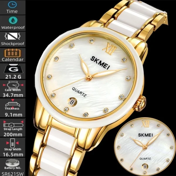 Luxury Ceramic Quartz Watch with Date Display