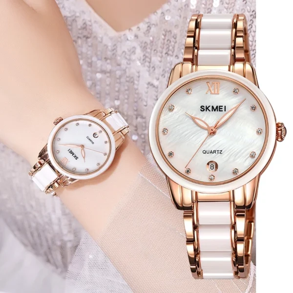Luxury Ceramic Quartz Watch with Date Display