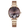 Floral Rose Gold Quartz Watch with Stainless Steel Bracelet