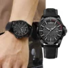 30M Waterproof Quartz Watch with Leather Strap