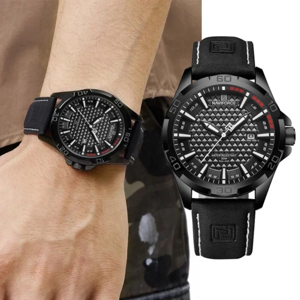 30M Waterproof Quartz Watch with Leather Strap