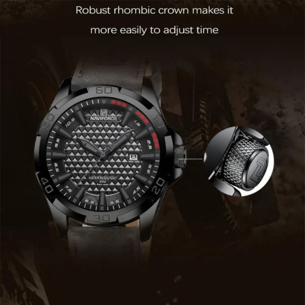 30M Waterproof Quartz Watch with Leather Strap