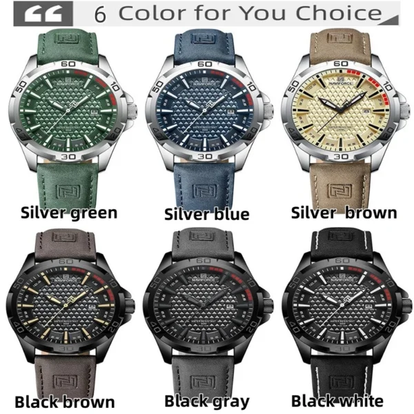 30M Waterproof Quartz Watch with Leather Strap