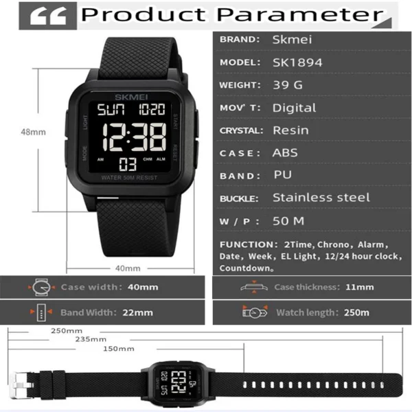 Waterproof Multifunction Digital Sports Watch