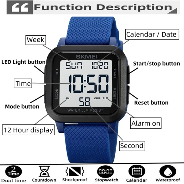 Waterproof Multifunction Digital Sports Watch