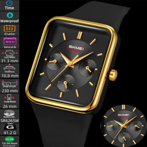 Multifunction Quartz Watch with Silicone Strap