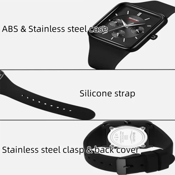 Multifunction Quartz Watch with Silicone Strap