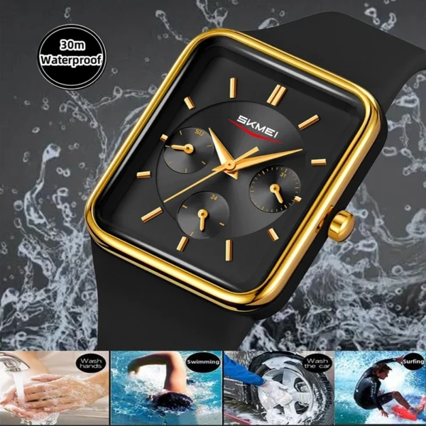 Multifunction Quartz Watch with Silicone Strap