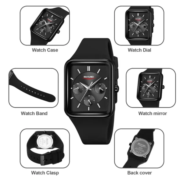 Multifunction Quartz Watch with Silicone Strap