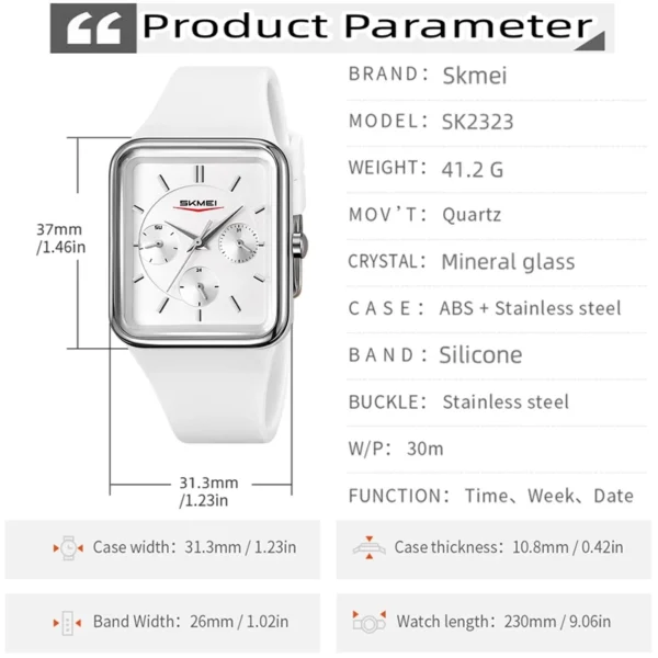 Multifunction Quartz Watch with Silicone Strap