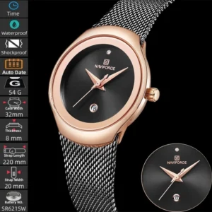 Waterproof Watch with Stainless Steel Mesh Strap