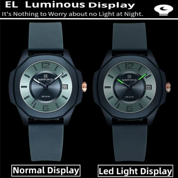 5ATM Waterproof Quartz Watch with Silicone Strap