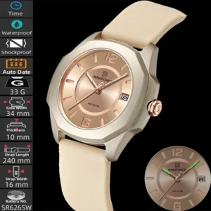 5ATM Waterproof Quartz Watch with Silicone Strap