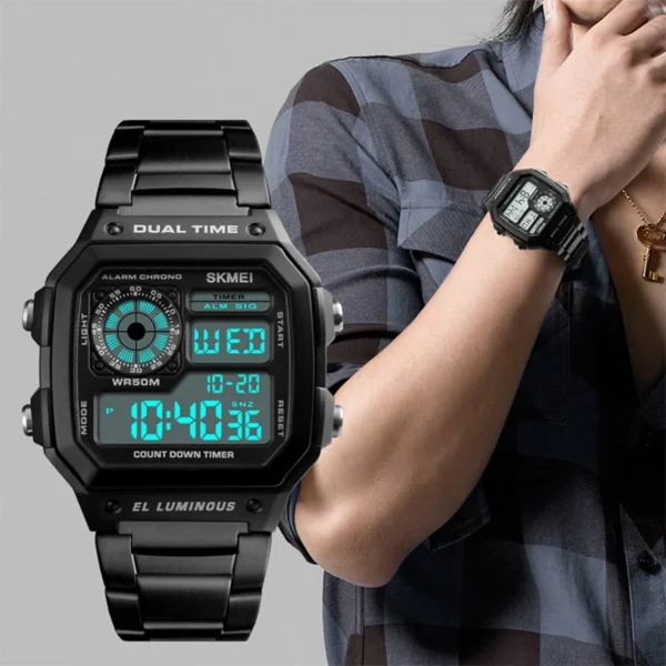Waterproof Stainless Steel Multifunction Digital Watch