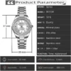 Crystal Bezel Quartz Watch with Gold Stainless Steel Bracelet